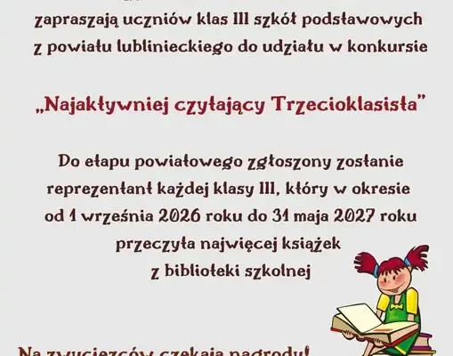 Konkurs czytelniczy dla trzecioklasistów z powiatu lublinieckiego