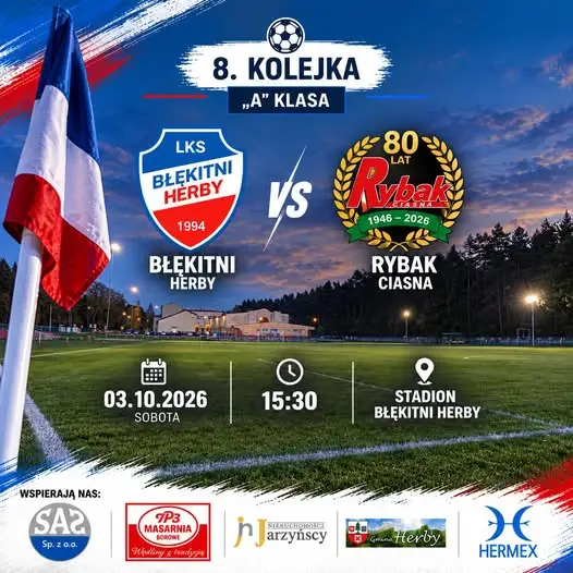 LKS Błękitni Herby wraca na własne boisko. W sobotę mecz 8. kolejki