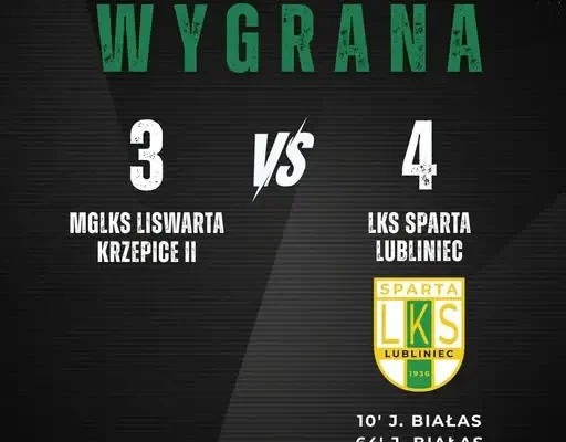Sparta Lubliniec wygrywa po zaciętym meczu w Krzepicach