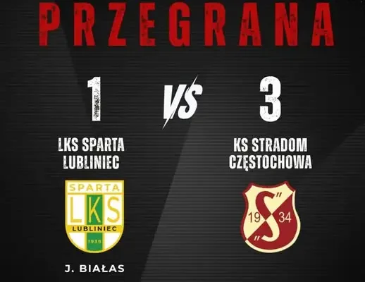 Sparta Lubliniec przegrywa ze Stradomem Częstochowa 1:3 w klasie okręgowej