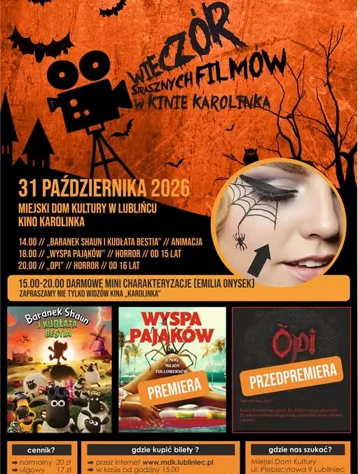 Wieczór strasznych filmów w kinie Karolinka – 31 października