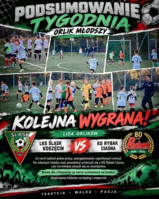 Orlik Młodszy LKS Śląsk Koszęcin wygrywa z KS Rybak Ciasna