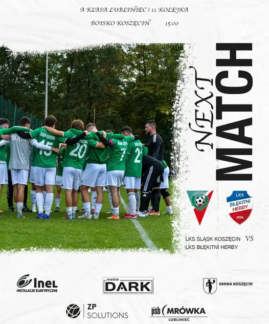 LKS Śląsk Koszęcin zagra z Błękitnymi Herby w 11. kolejce A Klasy