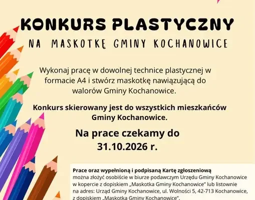 Konkurs na maskotkę Gminy Kochanowice – zostało tylko kilka dni na zgłoszenie pracy