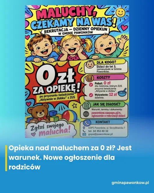 Darmowa opieka nad maluchem w gminie Pawonków? Sprawdź warunki